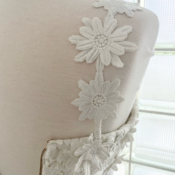 Self-Portrait Lace Midi Dress w/ Floral Straps - Picture 3 of 7